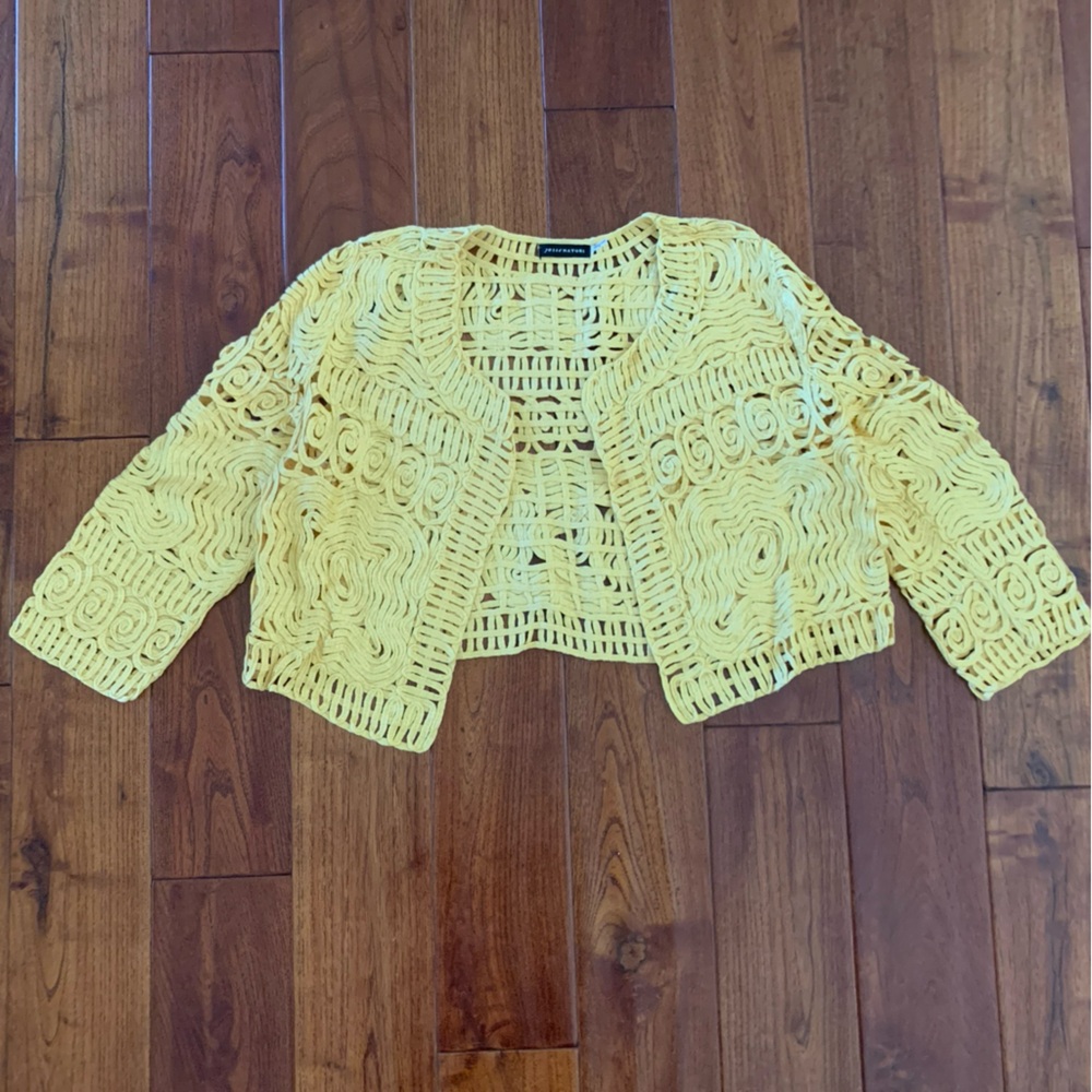 Josie Natori Jacket Size Medium Analyn Soutache Sunshine Yellow Elegant Delicate - Picture 9 of 9